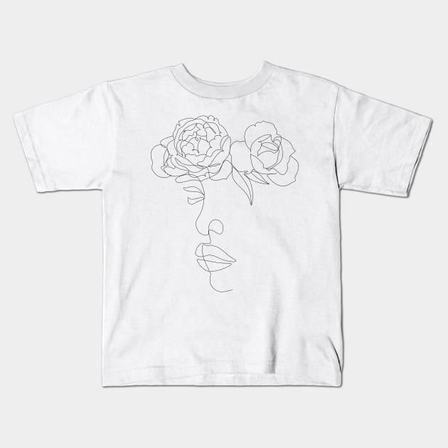 fashion line illustration Kids T-Shirt by OneLinePrint